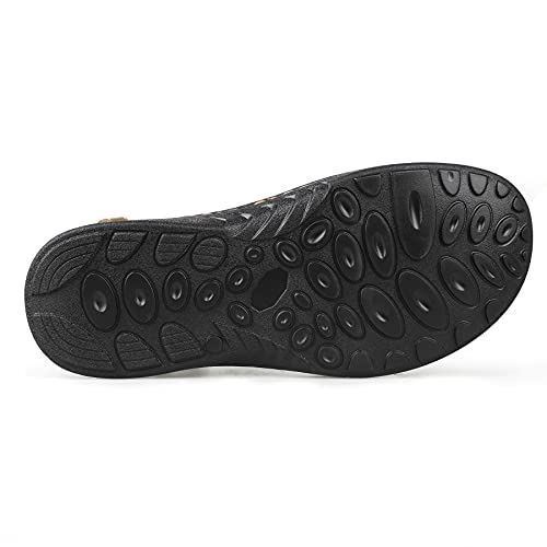 TIESTRA Mens Leather Sandal Wide Fit Walking Hiking Shoes Sports Outdoor Open Toe Sandal Comfortable Soft Summer Beach Shoes UK11/45EU