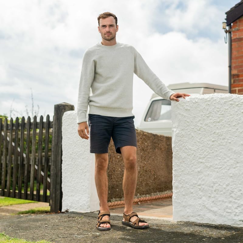 TIESTRA Mens Leather Sandal Wide Fit Walking Hiking Shoes Sports Outdoor Open Toe Sandal Comfortable Soft Summer Beach Shoes UK11/45EU