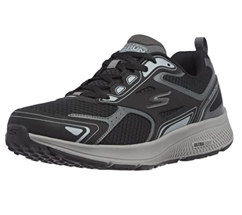 Skechers Men's Go Run Consistent Sneaker, Black Leather Synthetic Gray Trim, 9.5 UK X-Wide
