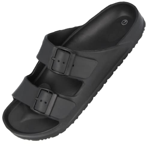 Yinka Shoes Mens Double Buckle EVA Sandals Black UK 10
