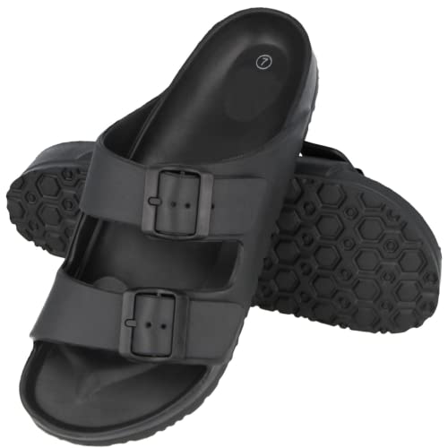 Yinka Shoes Mens Double Buckle EVA Sandals Black UK 10