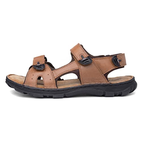 Hush Puppies Avery Mens Brown Leather Sandal - Size 10 UK - Brown