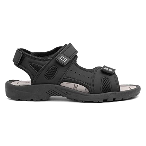 Red Fish Edward Mens Black Easy Fasten Sandals - Size 8 UK - Black