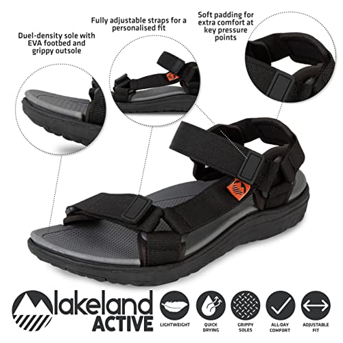 Lakeland Active Men's Stonethwaite Adjustable Outdoor Walking Trekking Sandals - Black - 9