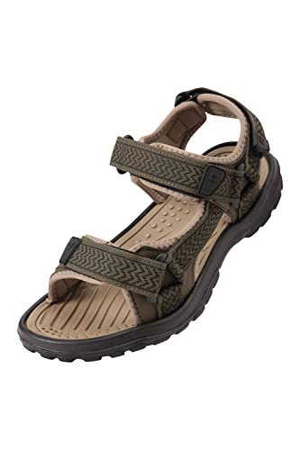Mountain Warehouse Crete Mens Sandals - Durable Summer Shoes, Sturdy Grip, Cushioned Footbed, Neoprene Lined, Hook & Loop Straps Beach Shoes - for Spring Travel, Walking, Khaki, 9 UK