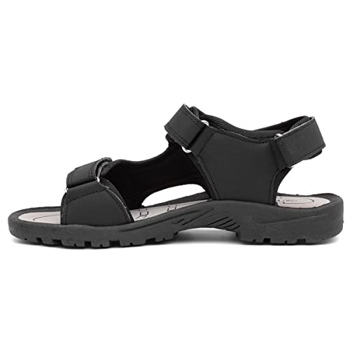 Red Fish Edward Mens Black Easy Fasten Sandals - Size 8 UK - Black