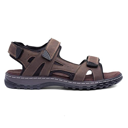 Hobos Edwin Mens Brown Easy Fasten Sandal - Size 9 UK - Brown