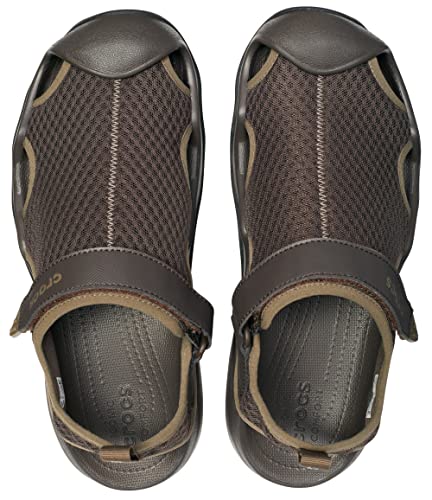 Crocs Men's Swiftwater Mesh Deck M Closed Toe Sandals, Brown Espresso, 12 UK