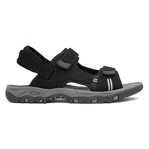 Hobos Elliot Mens Black Easy Fasten Sandals - Size 10 UK - Black