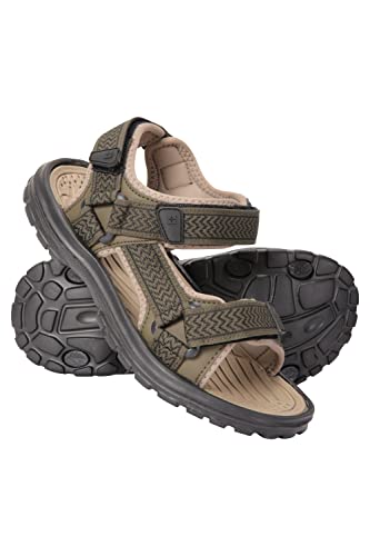 Mountain Warehouse Crete Mens Sandals - Durable Summer Shoes, Sturdy Grip, Cushioned Footbed, Neoprene Lined, Hook & Loop Straps Beach Shoes - for Spring Travel, Walking, Khaki, 9 UK