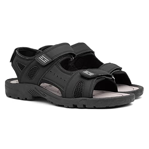 Red Fish Edward Mens Black Easy Fasten Sandals - Size 8 UK - Black