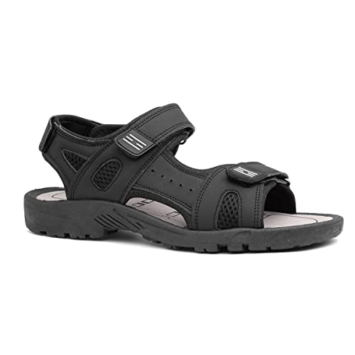 Red Fish Edward Mens Black Easy Fasten Sandals - Size 8 UK - Black