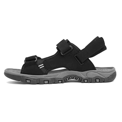 Hobos Elliot Mens Black Easy Fasten Sandals - Size 10 UK - Black