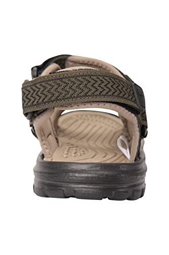 Mountain Warehouse Crete Mens Sandals - Durable Summer Shoes, Sturdy Grip, Cushioned Footbed, Neoprene Lined, Hook & Loop Straps Beach Shoes - for Spring Travel, Walking, Khaki, 9 UK