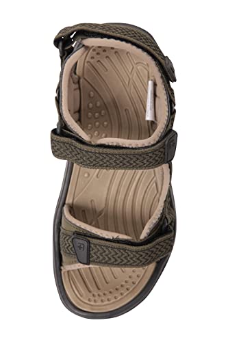 Mountain Warehouse Crete Mens Sandals - Durable Summer Shoes, Sturdy Grip, Cushioned Footbed, Neoprene Lined, Hook & Loop Straps Beach Shoes - for Spring Travel, Walking, Khaki, 9 UK