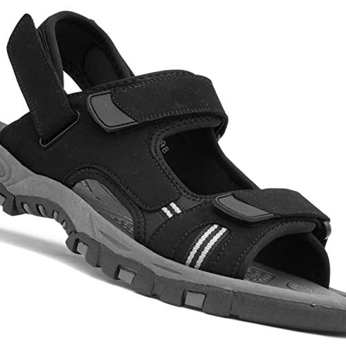 Hobos Elliot Mens Black Easy Fasten Sandals - Size 10 UK - Black