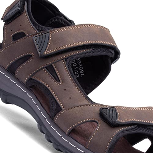 Hobos Edwin Mens Brown Easy Fasten Sandal - Size 9 UK - Brown