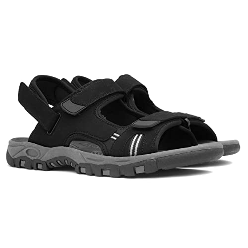 Hobos Elliot Mens Black Easy Fasten Sandals - Size 10 UK - Black