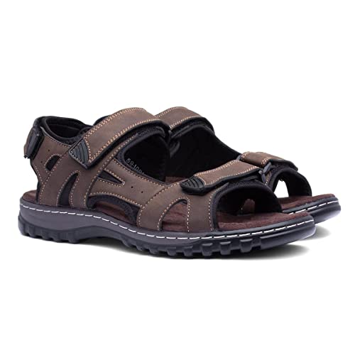 Hobos Edwin Mens Brown Easy Fasten Sandal - Size 9 UK - Brown