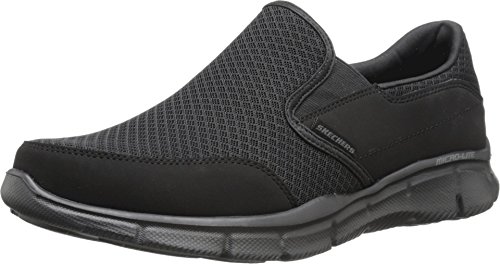 Skechers Men's Equaliser Persistent Low-Top Sneakers, Black Mesh/ Duraleather/ Trim, 11 UK