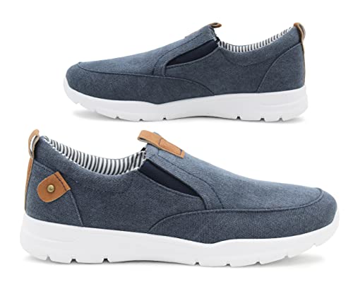 Dr Keller Mens Canvas Denim Slip On Trainers Elastic Twin Gusset Casual Flat Low Top Sneaker Pumps (Navy, UK_Footwear_Size_System, Adult, Men, Numeric, Medium, Numeric_8), 8 UK