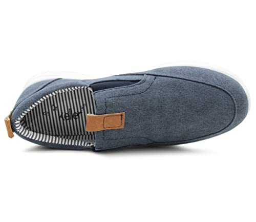 Dr Keller Mens Canvas Denim Slip On Trainers Elastic Twin Gusset Casual Flat Low Top Sneaker Pumps (Navy, UK_Footwear_Size_System, Adult, Men, Numeric, Medium, Numeric_8), 8 UK