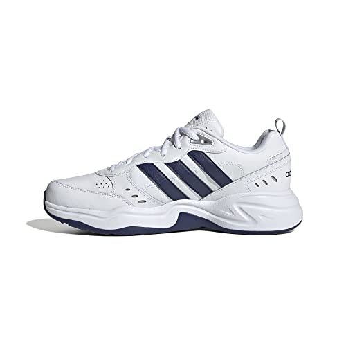 adidas Men's Strutter Shoes Fitness and Exercise Sneakers Man, FTWR White/Dark Blue/Matte Silver, 10 UK