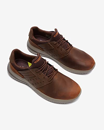 Skechers Men's Delson 3.0 Ezra Sneaker,Dark Brown Leather W/ Mesh,10 UK
