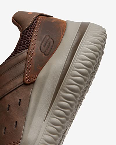 Skechers Men's Delson 3.0 Ezra Sneaker,Dark Brown Leather W/ Mesh,10 UK