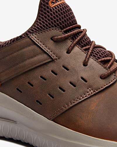 Skechers Men's Delson 3.0 Ezra Sneaker,Dark Brown Leather W/ Mesh,10 UK