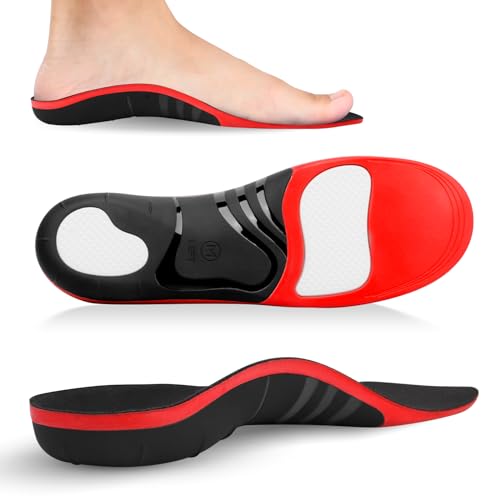(220+lbs) Plantar Fasciitis Strong Arch Support Insoles for Men Women - Orthotic Inserts Insoles High Arch for Arch Pain, Flat Feet - Boot Work Shoe Insole - Heavy Duty Support Pain Relief, Black, S