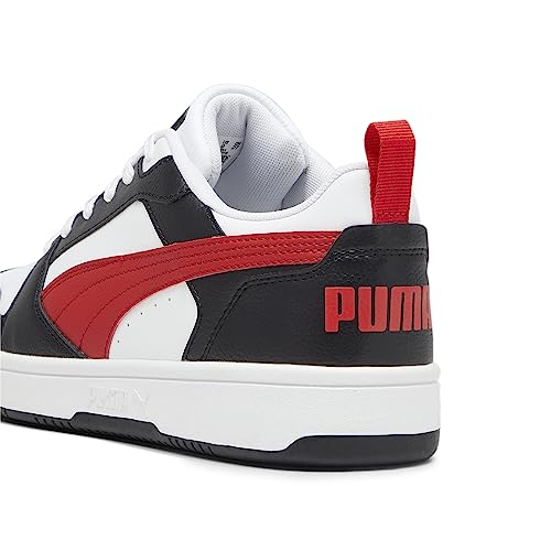 Puma Unisex Adults Rebound V6 Low Sneakers, Puma White-For All Time Red-Puma Black, 7.5 UK