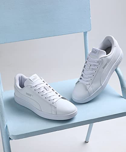 PUMA Unisex Smash V2 L Low-Top Trainers, PUMA White-PUMA White, 8.5 UK