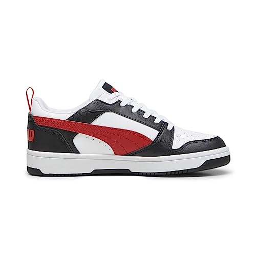 Puma Unisex Adults Rebound V6 Low Sneakers, Puma White-For All Time Red-Puma Black, 7.5 UK