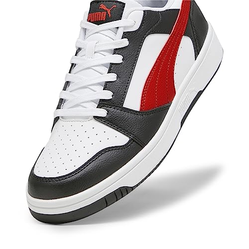 Puma Unisex Adults Rebound V6 Low Sneakers, Puma White-For All Time Red-Puma Black, 7.5 UK