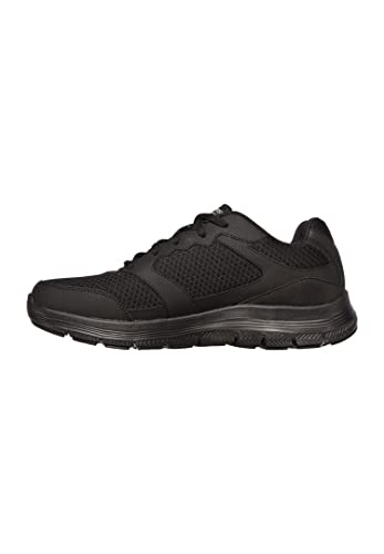 Skechers Men's Flex Advantage 4.0 Sneaker, Black Leather Mesh Pu Black Trim, 11 UK