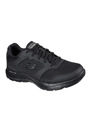 Skechers Men's Flex Advantage 4.0 Sneaker, Black Leather Mesh Pu Black Trim, 11 UK