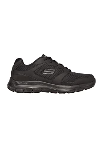 Skechers Men's Flex Advantage 4.0 Sneaker, Black Leather Mesh Pu Black Trim, 11 UK