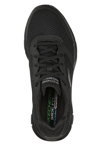 Skechers Men's Flex Advantage 4.0 Sneaker, Black Leather Mesh Pu Black Trim, 11 UK