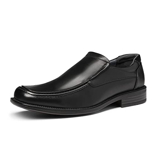 Bruno Marc Men's Goldman-02 Black Leather Lined Square Toe Dress Loafers Shoes Size 9 US/ 8 UK
