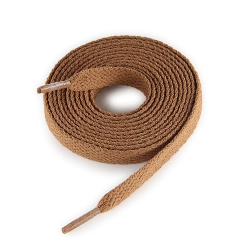 CCSOFTIME 2 Pairs Flat Brown Shoe Laces,120cm Laces for Trainers Converse Air Force 1 High Top Boots,Wide 8mm Replacement Laces for Men Women Boys Kids Adult,Brown-120cm