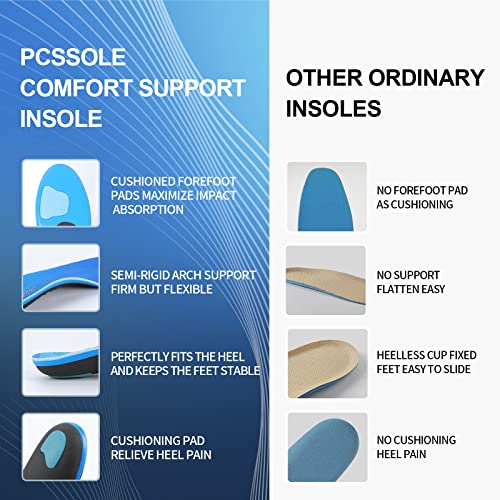 PCSsole Heavy Duty Arch Support Insoles, 210+lbs Plantar Fasciitis Orthotic Insoles, Relieve Flat Feet, Forefoot Pain, Heel Pain and Pronation for Men/Women Work Shoe Insole.(30cm)