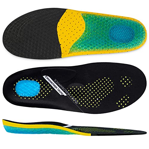 Arxus Gel Insoles Plantar Fasciitis Shoe Inserts, for Arch Support Orthotic Relieve Flat Foot Heel Pain Shock Absorption Comfort Insoles for Sneakers Running Shoes