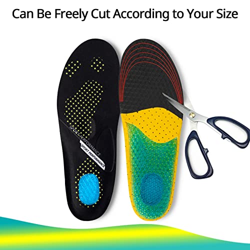 Arxus Gel Insoles Plantar Fasciitis Shoe Inserts, for Arch Support Orthotic Relieve Flat Foot Heel Pain Shock Absorption Comfort Insoles for Sneakers Running Shoes
