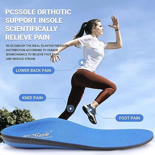 PCSsole Comfort Arch Support Insoles,Foot Supportive Orthotic Shoe Insert with Cushioning for Plantar Fasciitis, Heel Pain, Pronation, Flat Feet, Foot Pain Relief, Blue, Men(9.5-10)290mm