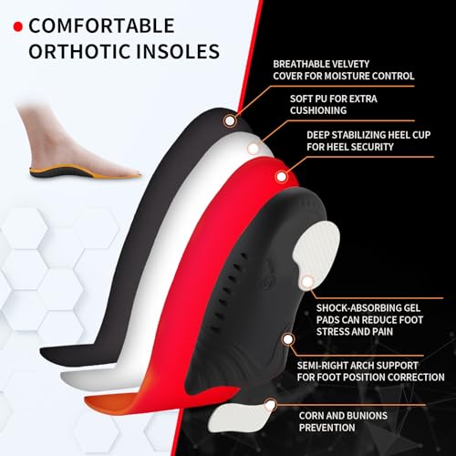 (220+lbs) Plantar Fasciitis Strong Arch Support Insoles for Men Women - Orthotic Inserts Insoles High Arch for Arch Pain, Flat Feet - Boot Work Shoe Insole - Heavy Duty Support Pain Relief, Black, S