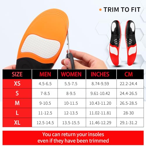 (220+lbs) Plantar Fasciitis Strong Arch Support Insoles for Men Women - Orthotic Inserts Insoles High Arch for Arch Pain, Flat Feet - Boot Work Shoe Insole - Heavy Duty Support Pain Relief, Black, S