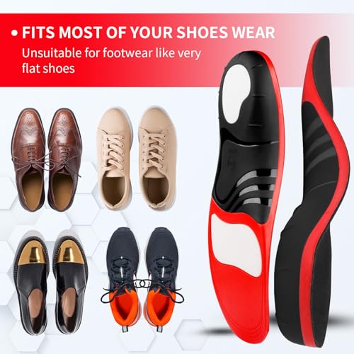 (220+lbs) Plantar Fasciitis Strong Arch Support Insoles for Men Women - Orthotic Inserts Insoles High Arch for Arch Pain, Flat Feet - Boot Work Shoe Insole - Heavy Duty Support Pain Relief, Black, S