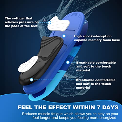 Plantar Fasciitis Pain Relief Feet Insoles, Orthotics Arch Support Insoles with Motion Control Shoe Inserts Work Boot Flat Feet Comfortable for Men and Women Improve Balance