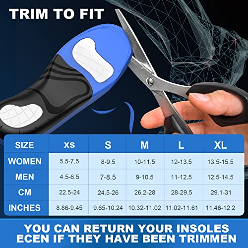 Plantar Fasciitis Pain Relief Feet Insoles, Orthotics Arch Support Insoles with Motion Control Shoe Inserts Work Boot Flat Feet Comfortable for Men and Women Improve Balance
